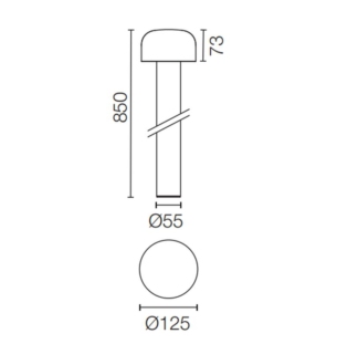 Flos pollarvalgusti Bellhop outdoorlighting 850mm data sheet