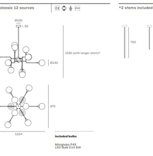 Lühter Stilnovo Galassia 12xE14 data sheet