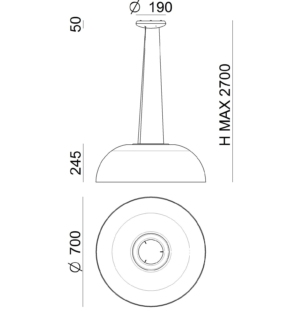 Stilnovo Demi rippvalgusti data sheet 70cm