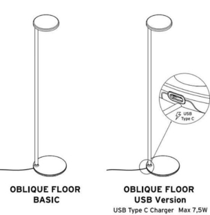 Flos Oblique floor USB c detail