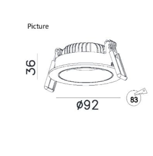 Niiskuskindel süvisvalgusti D0029.08, 8W/670lm LED, IP44