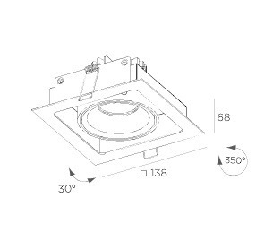 Süvisvalgusti Cube, äärega