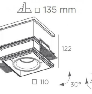 Süvisvalgusti Cube, ääreta