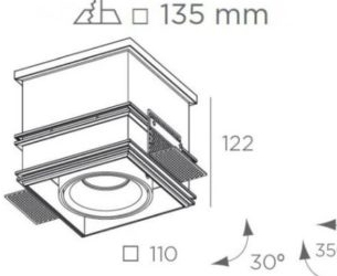 Süvisvalgusti Cube, ääreta