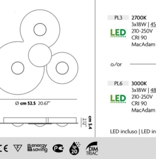 Laevalgusti Bugia, 3x18W/4500lm Led, 2700K