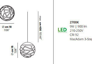 Rippvalgusti Kelly Cluster, 9W/900lm 2700K led